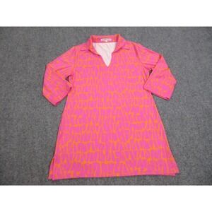 Barbara Gerwit Dress Womens Large Pink Geometric V Neck‎ Stretch 3/4 Sleeve